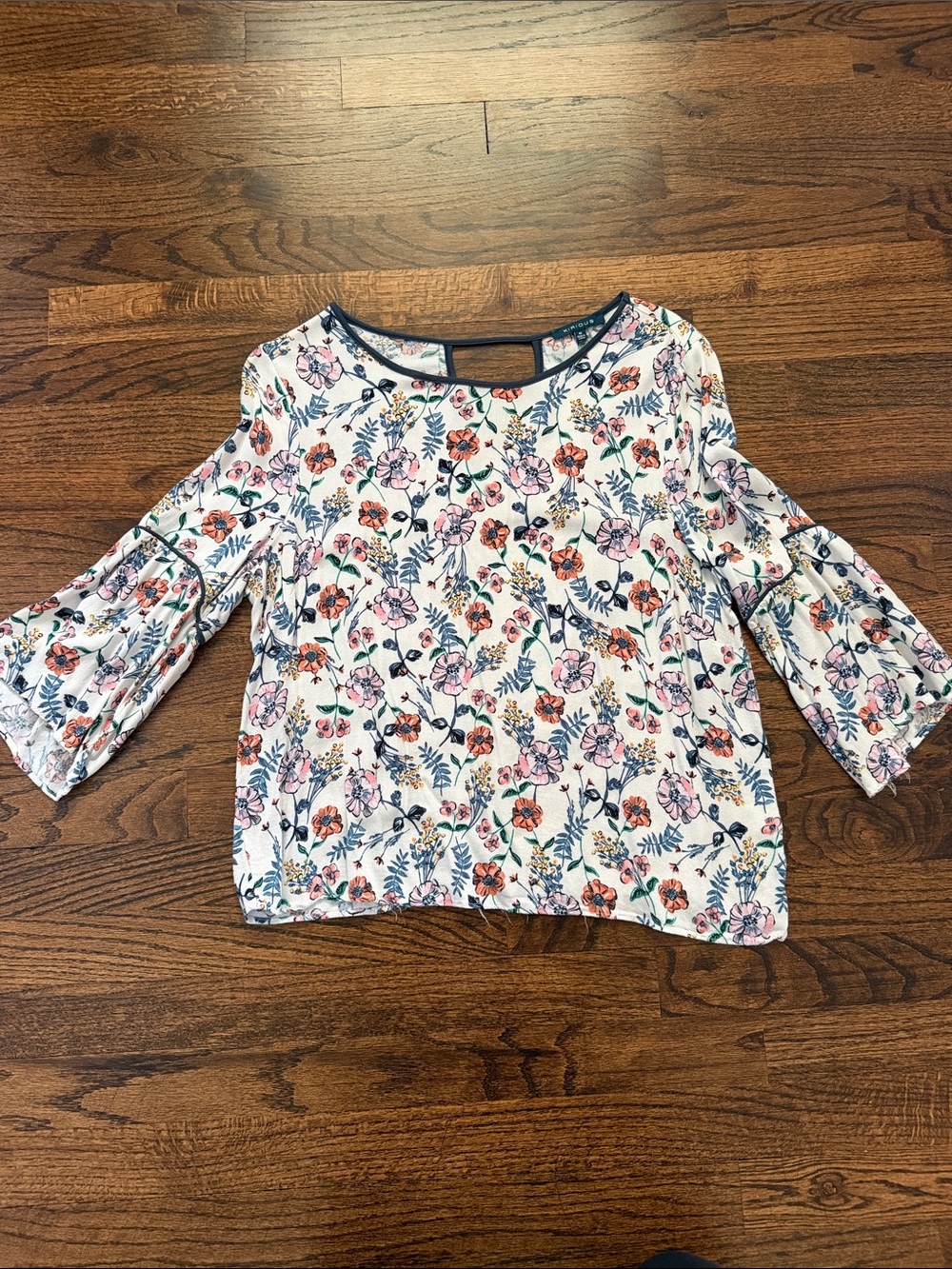 Floral Print Peasant Blouse in White with Stunning Floral Print